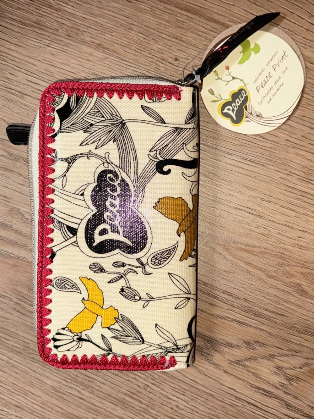 Sakroots Artist Circle Zippered Clutch Size Wallet with Peace Print